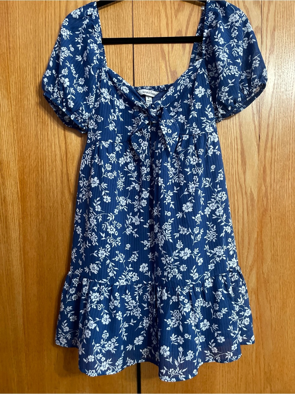 Speechless Blue and White Floral Tie-Front Sundress